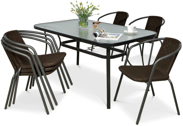 Lauko baldų komplektas SIMPLE 150 cm, 6+1, Brown
