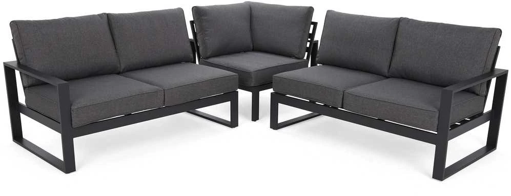 Lauko baldų komplektas Sorrento Comfort Corner, Pilkas / Pilkas Melange