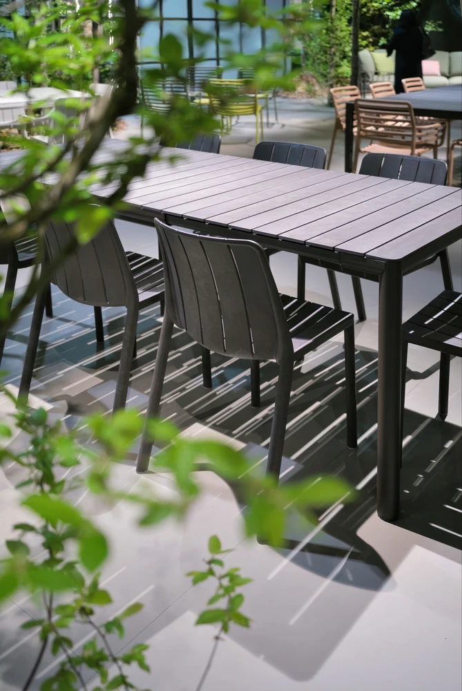 Lauko baldų komplektas TIBERINA BISTROT/TEVERE 6+1, stalas 147-211 cm, Anthracite