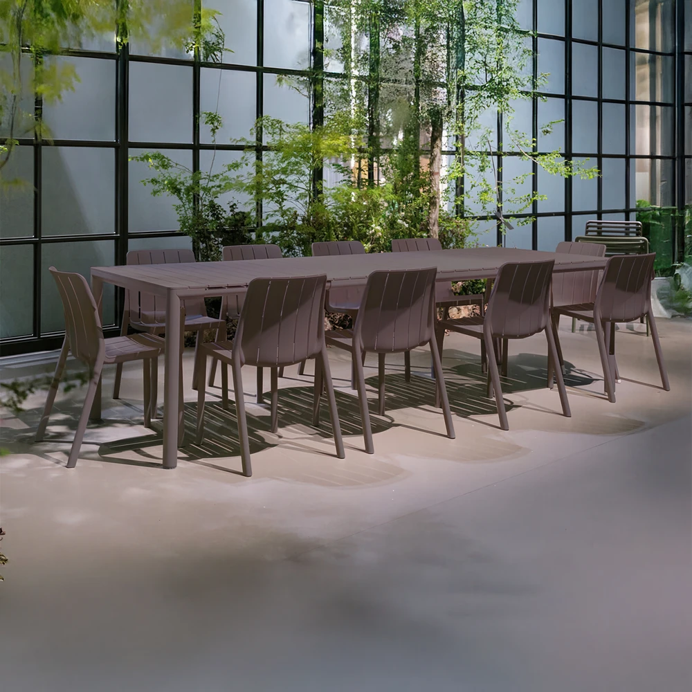 Lauko baldų komplektas TIBERINA BISTROT/TEVERE 10+1, stalas 211-275 cm, Terra
