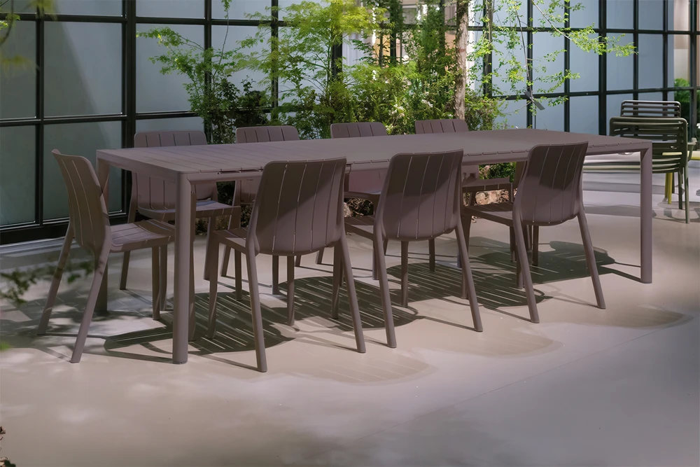 Lauko baldų komplektas TIBERINA BISTROT/TEVERE 8+1, stalas 211-275 cm, Terra