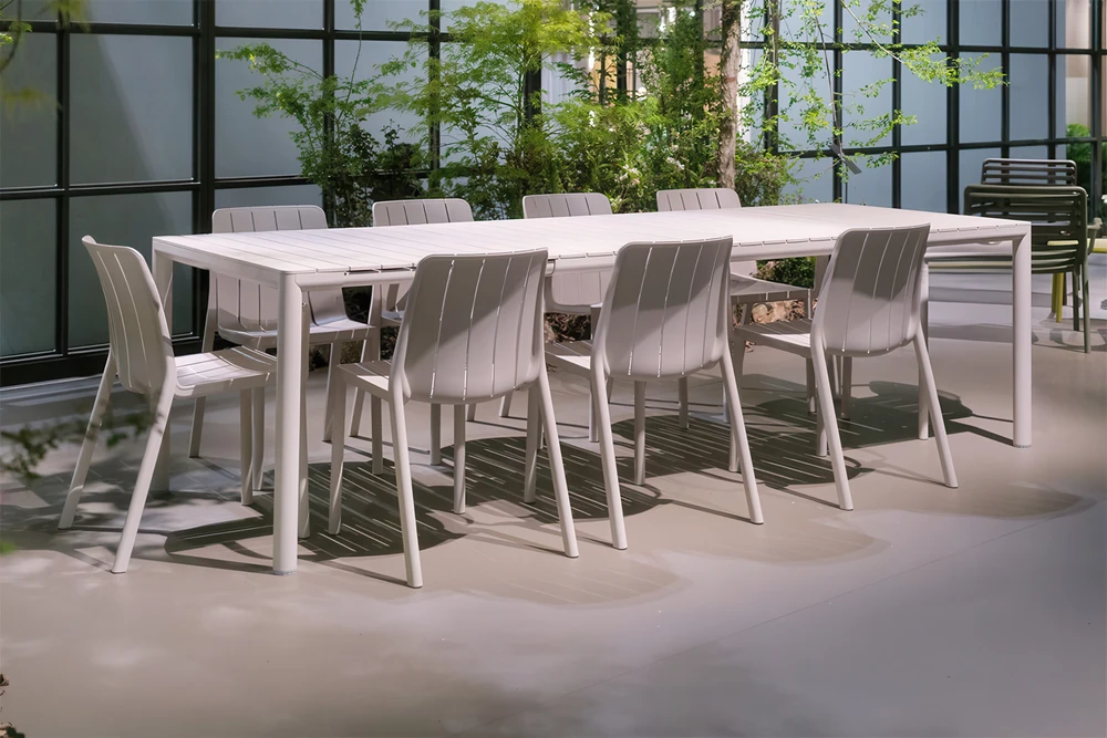 Lauko baldų komplektas TIBERINA BISTROT/TEVERE 8+1, stalas 211-275 cm, Corda