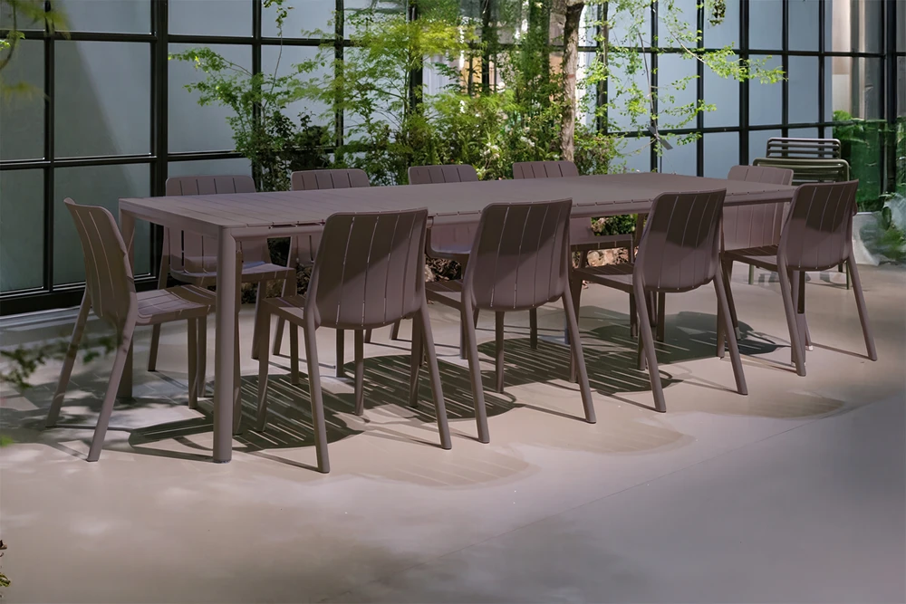 Lauko baldų komplektas TIBERINA BISTROT/TEVERE 10+1, stalas 211-275 cm, Terra
