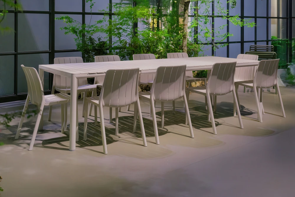 Lauko baldų komplektas TIBERINA BISTROT/TEVERE 10+1, stalas 211-275 cm, Tortora