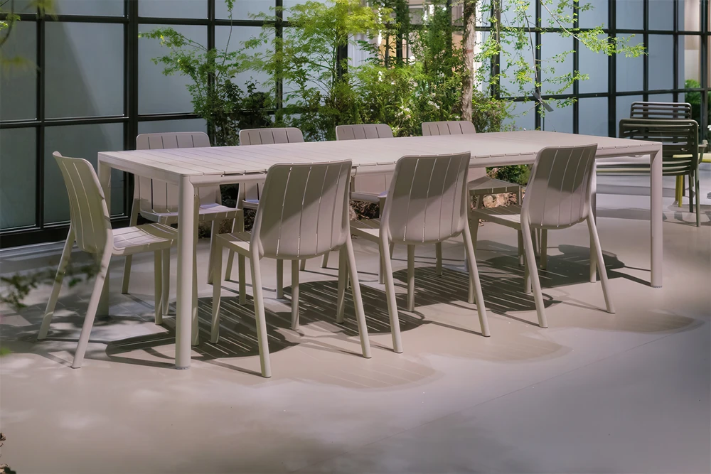 Lauko baldų komplektas TIBERINA BISTROT/TEVERE 8+1, stalas 211-275 cm, Tortora