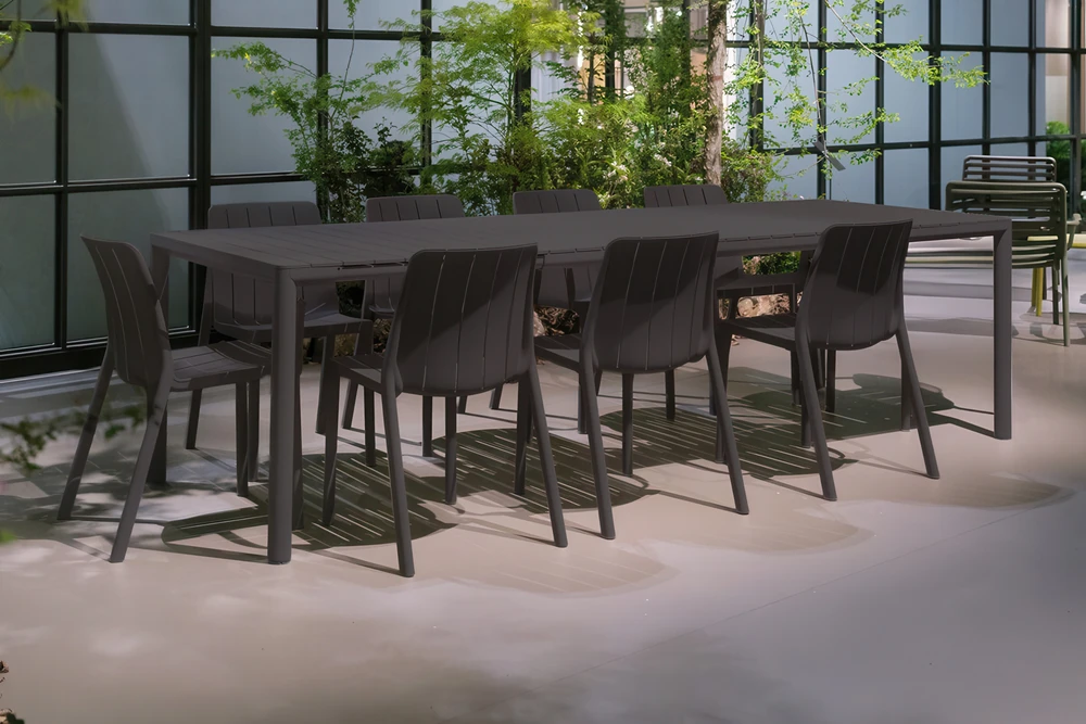 Lauko baldų komplektas TIBERINA BISTROT/TEVERE 8+1, stalas 211-275 cm, Anthracite