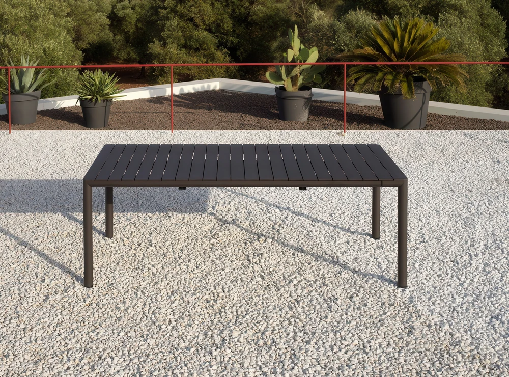 Lauko baldų komplektas TIBERINA/TEVERE 8+1, stalas 211-275 cm, Anthracite