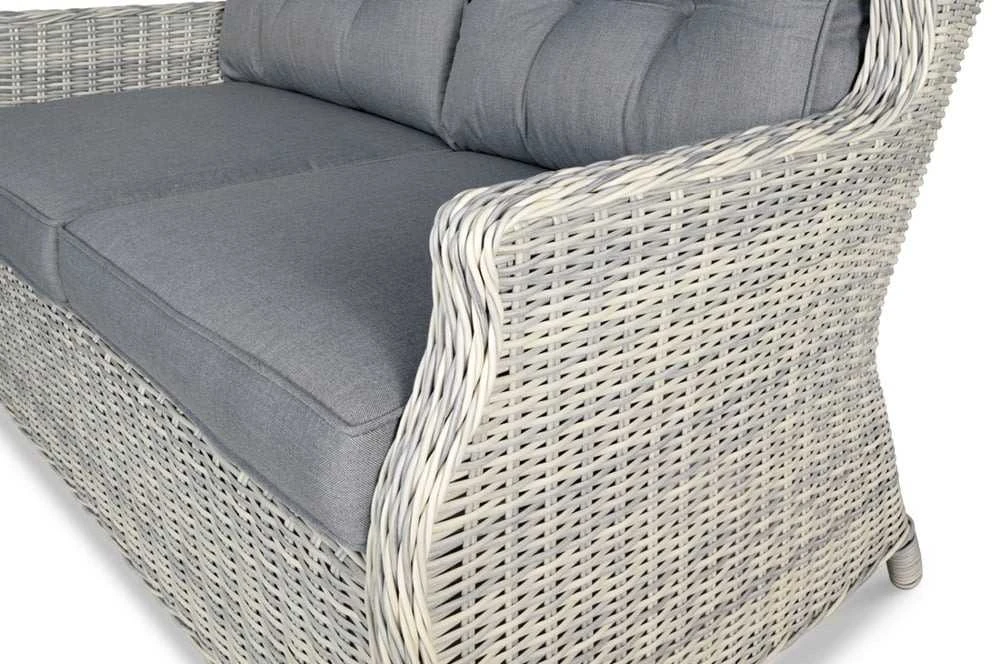 Lauko baldų komplektas TRIVENTO 2 + su pufais, Baltas Pilkas