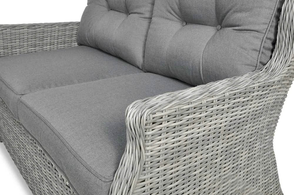 Lauko baldų komplektas TRIVENTO 2 + su pufais, Stone Pilkas