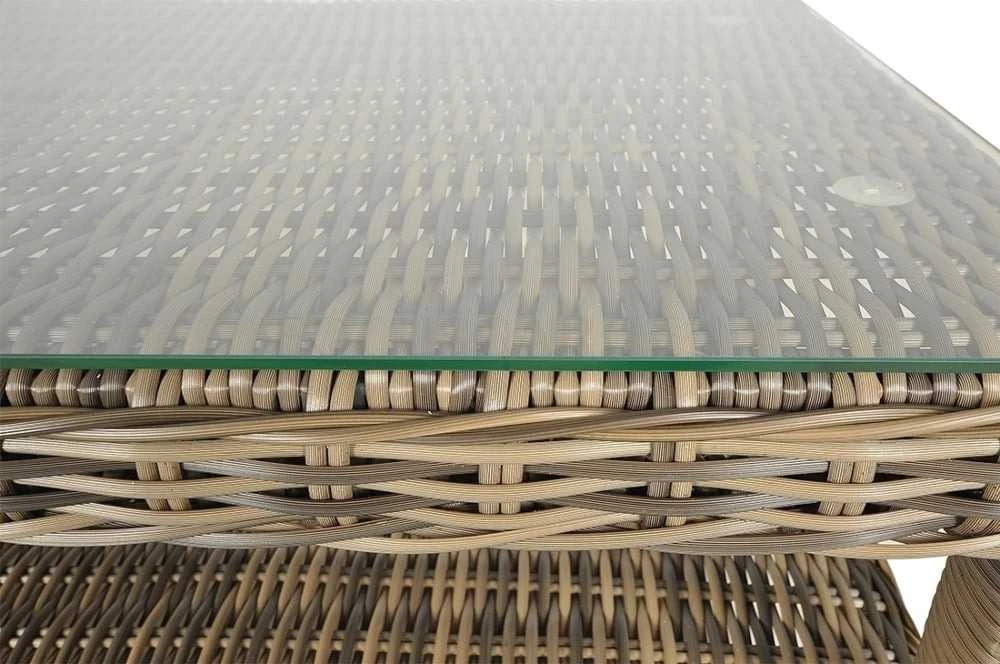 Lauko baldų komplektas TRIVENTO 3 + su pufais, Brown