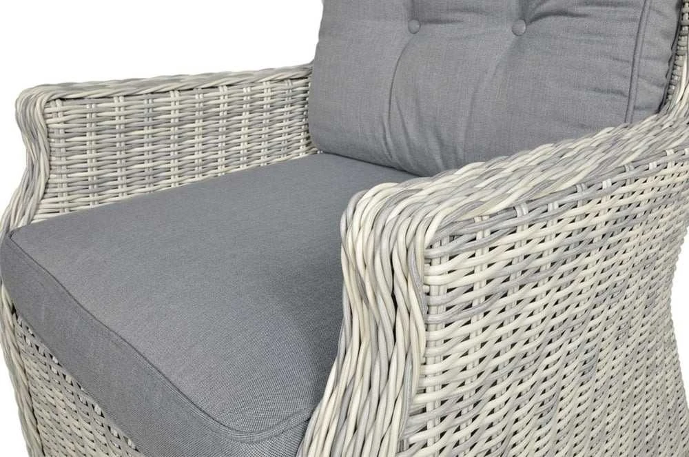 Lauko baldų komplektas TRIVENTO 3 + su pufais, Baltas Pilkas