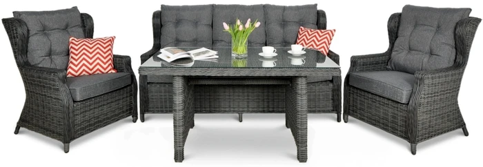 Lauko baldų komplektas TRIVENTO DINING 3, Dark Pilkas
