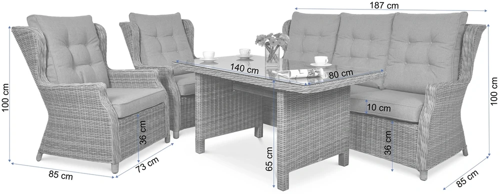 Lauko baldų komplektas TRIVENTO DINING 3, Melange