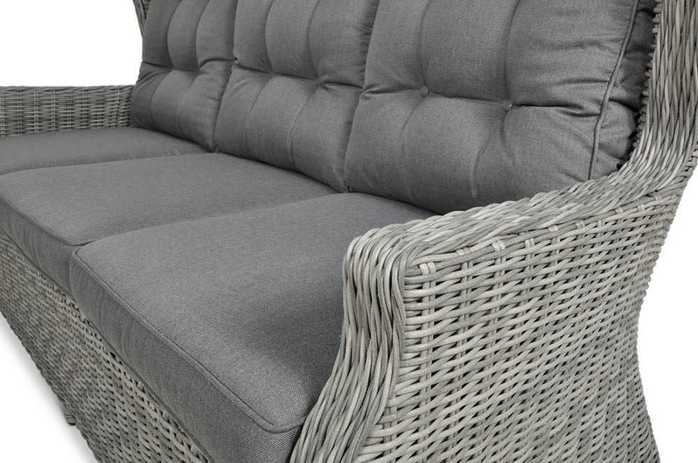 Lauko baldų komplektas TRIVENTO DINING 3 + su pufais, Stone Pilkas