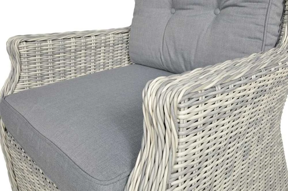 Lauko baldų komplektas TRIVENTO DINING 3 + su pufais, Baltas Pilkas