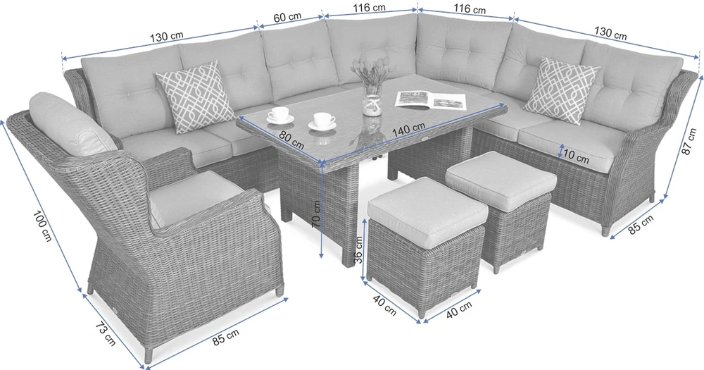 Lauko baldų komplektas TRIVENTO DINING, Stone Pilkas