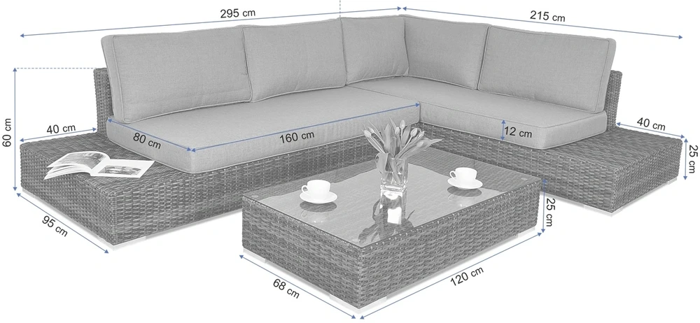 Lauko baldų komplektas VERONA BASIC, Stone Pilkas