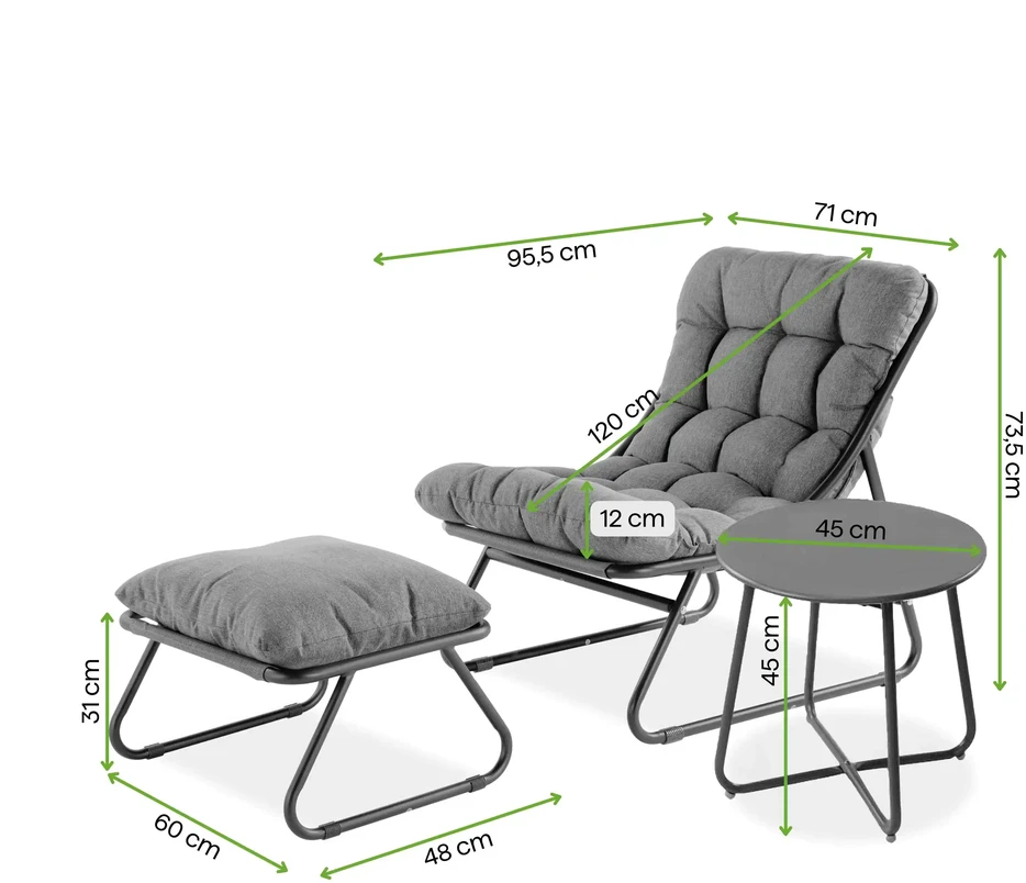 Lauko baldų komplektas VISTA RELAX PLUS, Dark Pilkas