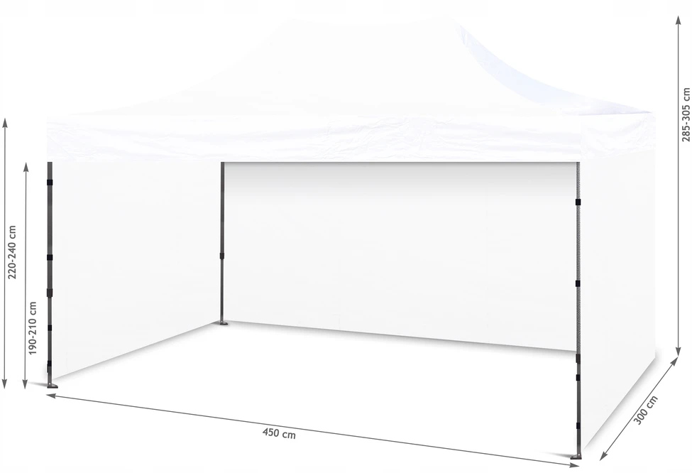 Lauko pavėsinė - prekybinė palapinė, 450 x 300 cm, balta