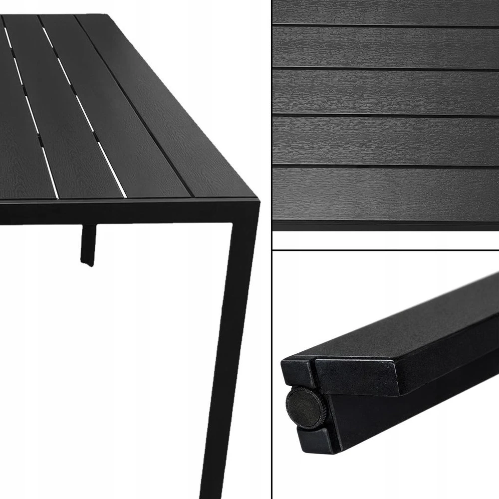 Lauko stalas Alleny-ST, 150x90x74 cm, juodas