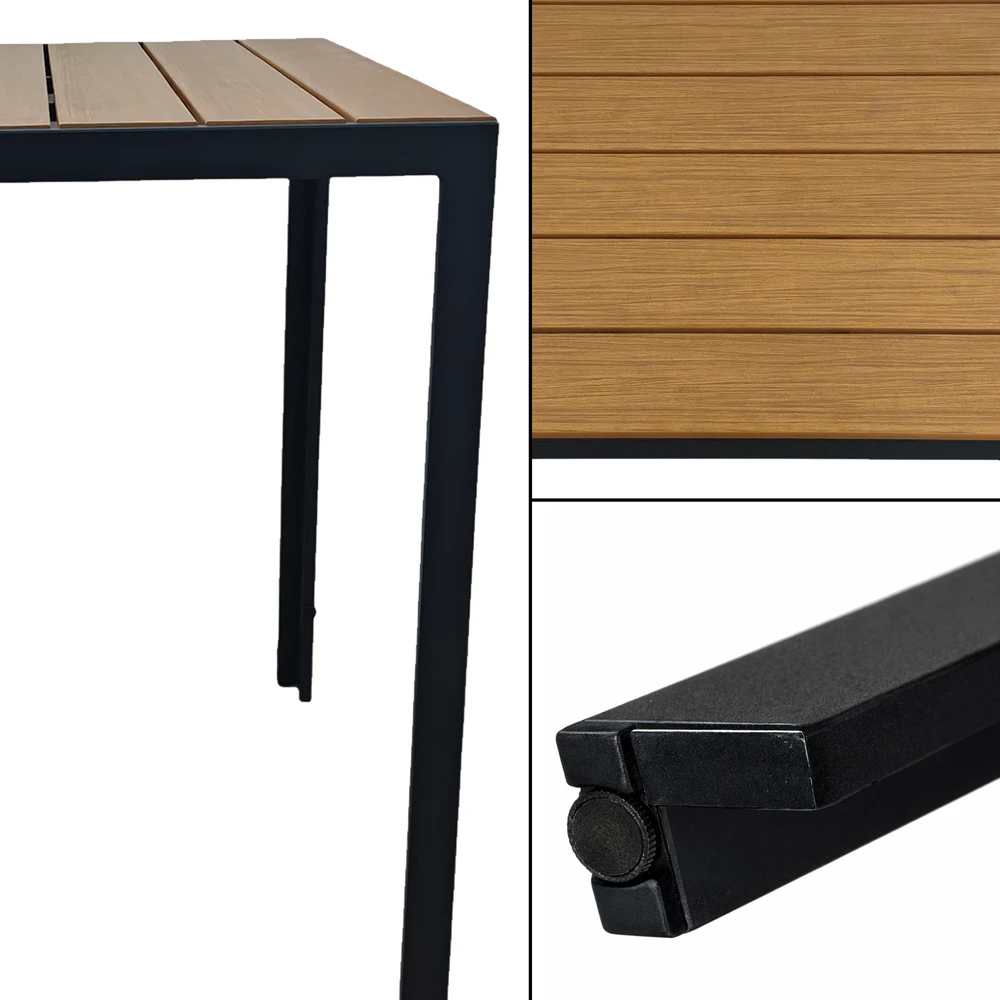 Lauko stalas Alleny-ST, 70x70 cm, juodas/rudas