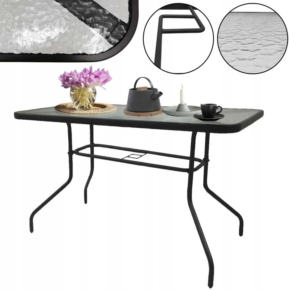 Lauko stalas Bergama Trio, 120x70x70 cm, juodas