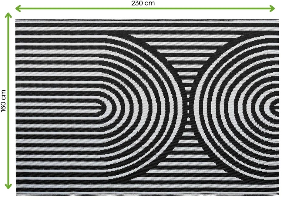 Lauko terasos kilimas Juodas, 160x230 cm