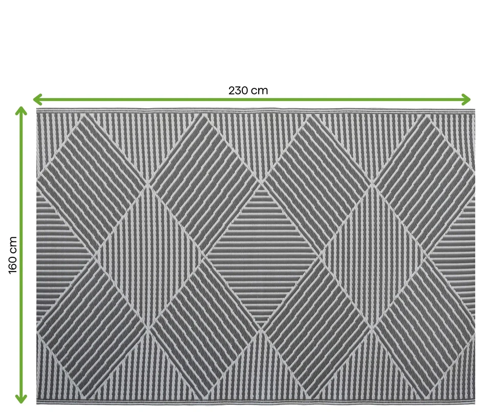 Lauko terasos kilimas Pilkas, 160x230 cm