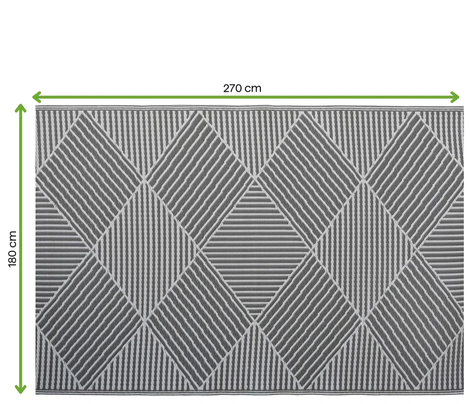 Lauko terasos kilimas Pilkas, 180x270 cm
