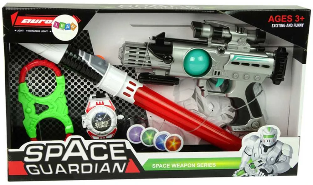 Lazerinis pistoletas su kardu ir kitais priedais