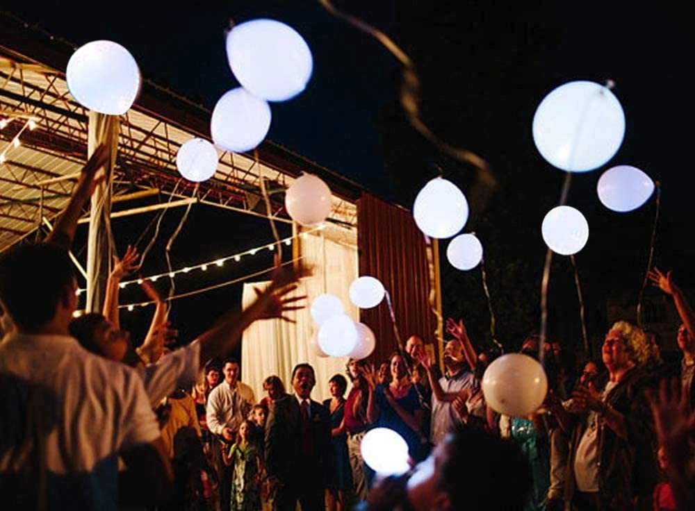LED balionų rinkinys, balti, 5 vnt.