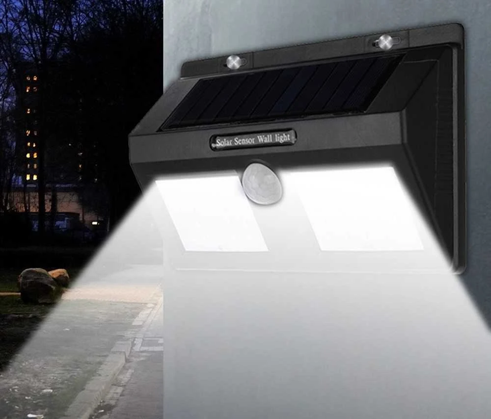 LED šviestuvas su saulės baterija ir judesio davikliu, 40 LED