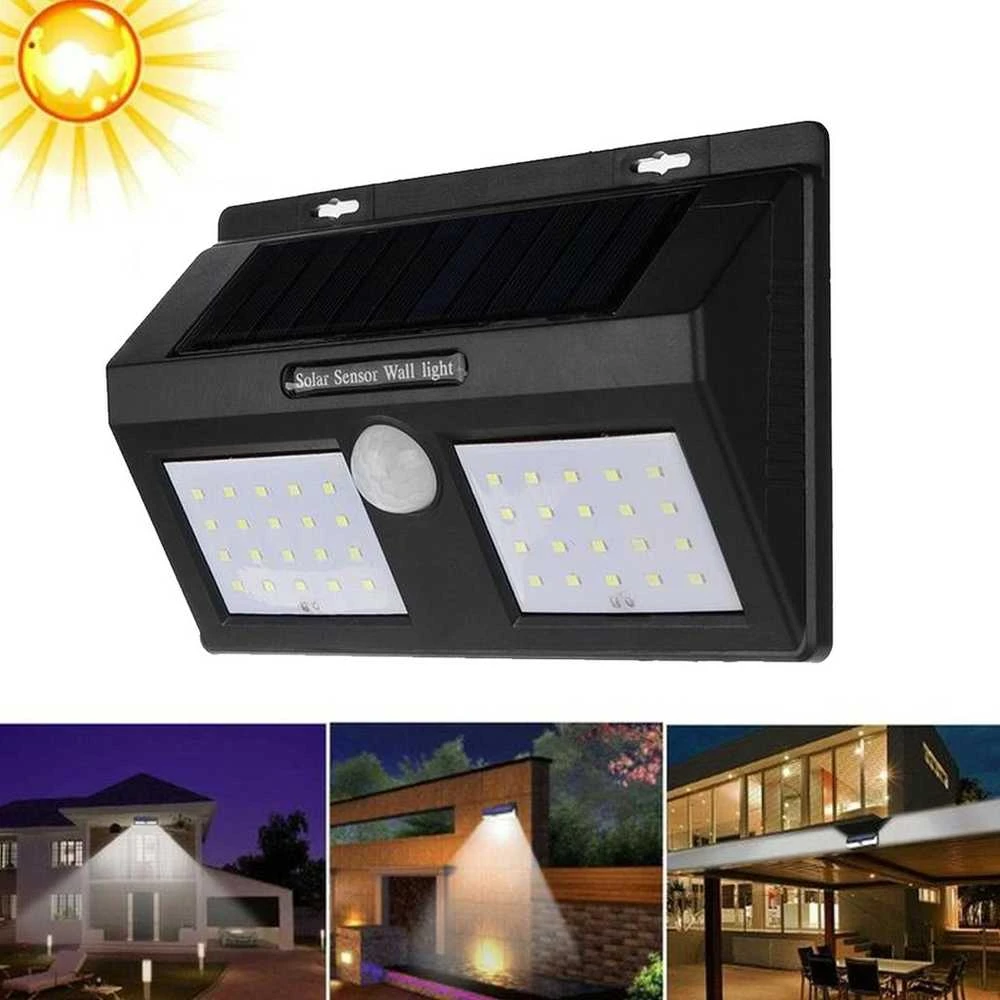 LED šviestuvas su saulės baterija ir judesio davikliu, 40 LED