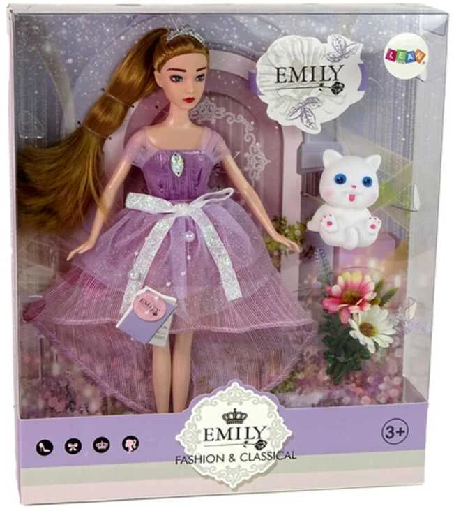 Lėlė Emily su baltu kačiuku