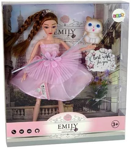 Lėlė Emily su gėlėm ir kačiuku