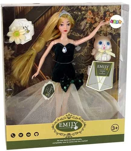 Lėlė Emily su smėlio spalvos kačiuku