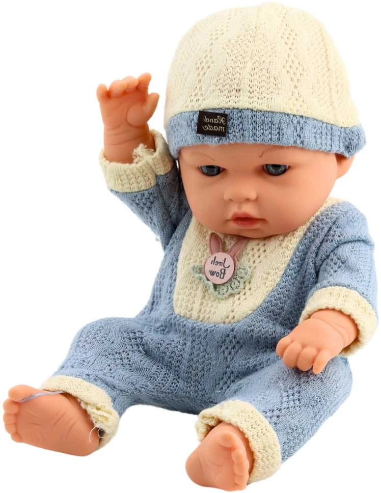 Lėlė kūdikis su melsvais drabužėliais, 29 cm