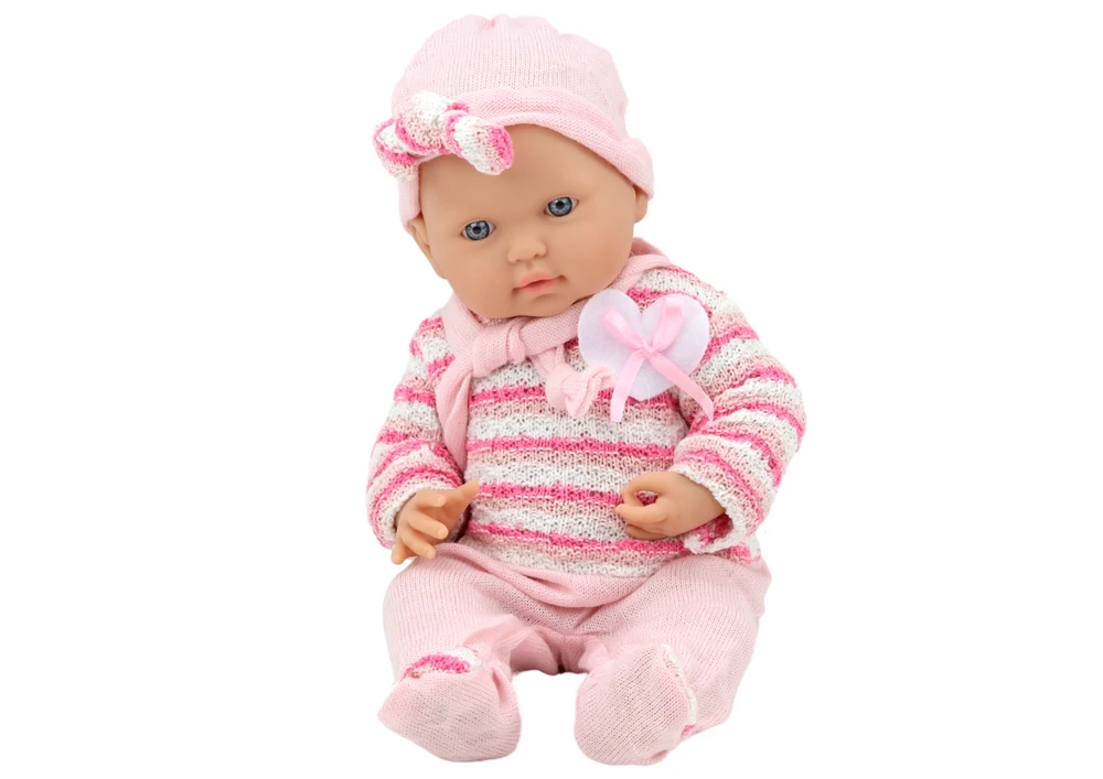 Lėlė kūdikis su rožiniais drabužėliais, 39 cm