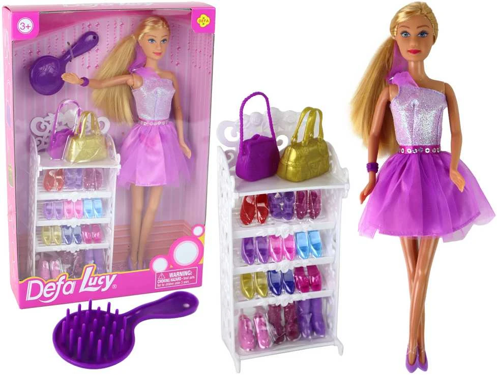Lėlė Lucy su violetine suknele ir priedais