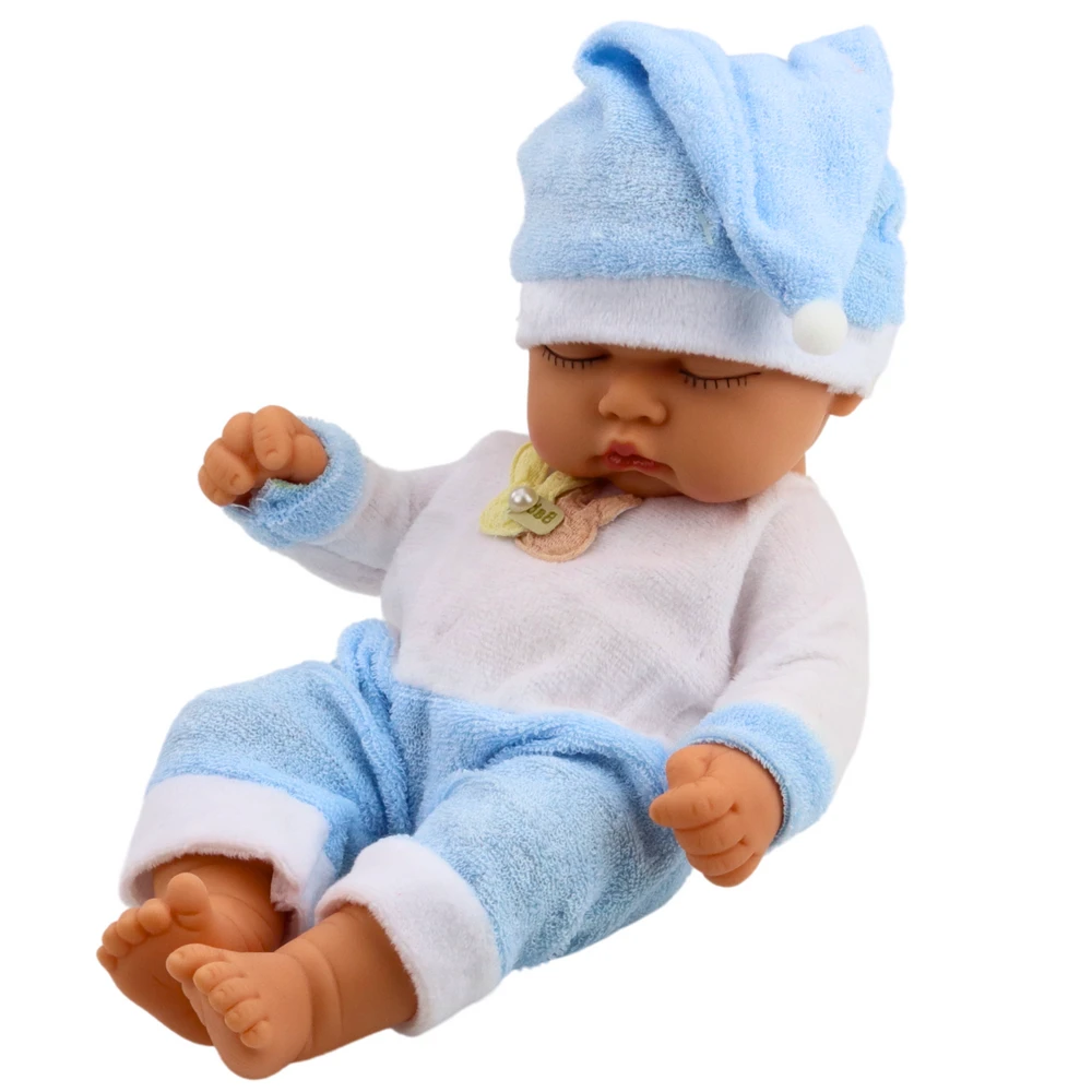Lėlė - miegantis kūdikis su mėlyna pižama, 24 cm