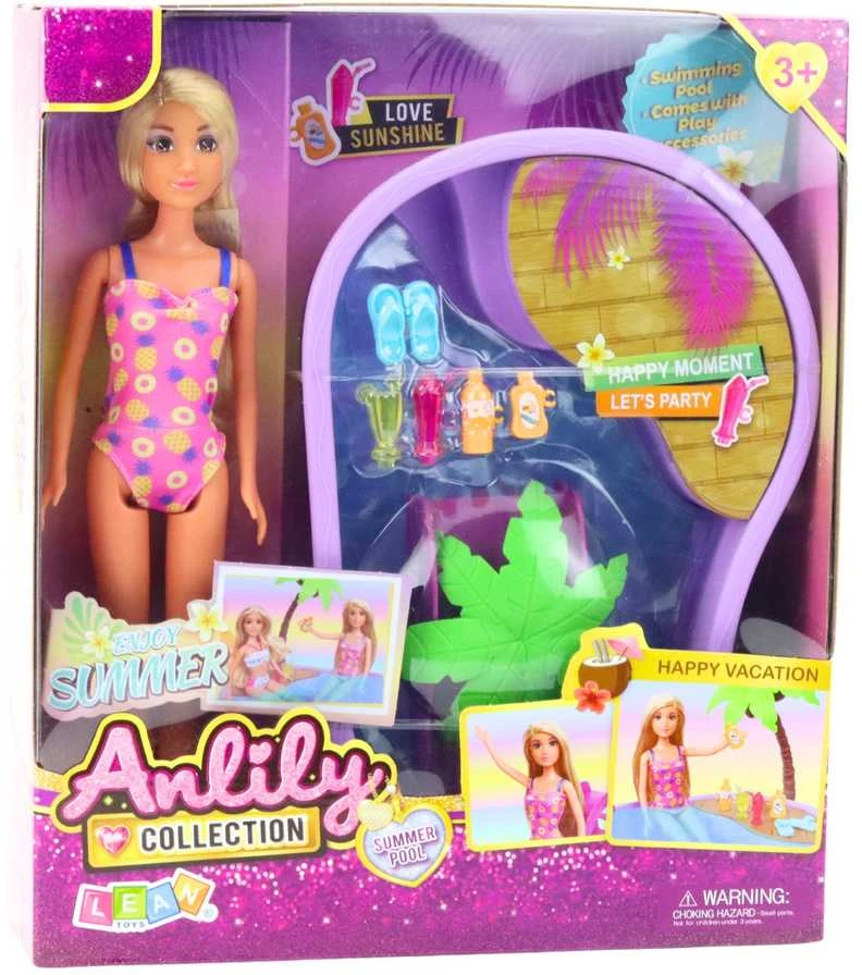 Lėlė su baseinu ir aksesuarais Anlily, 8 el.