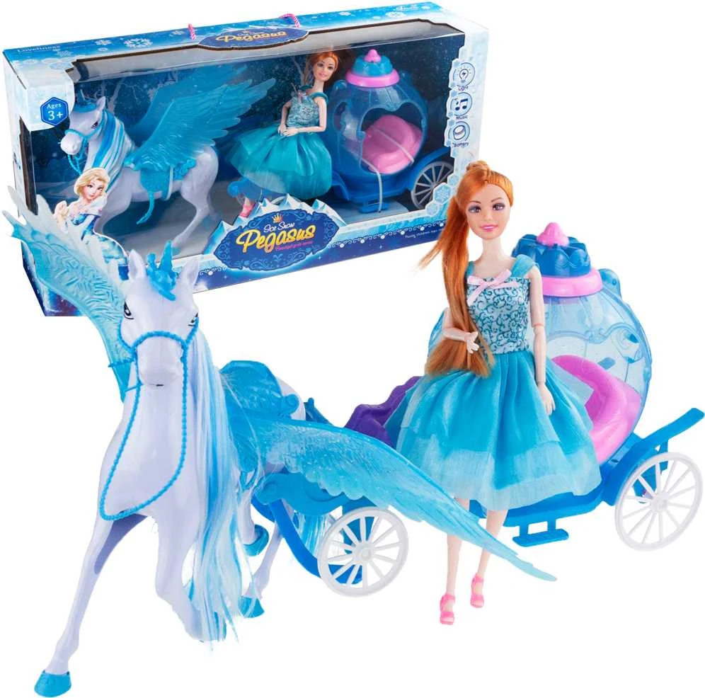 Lėlė su karieta ir pegasu