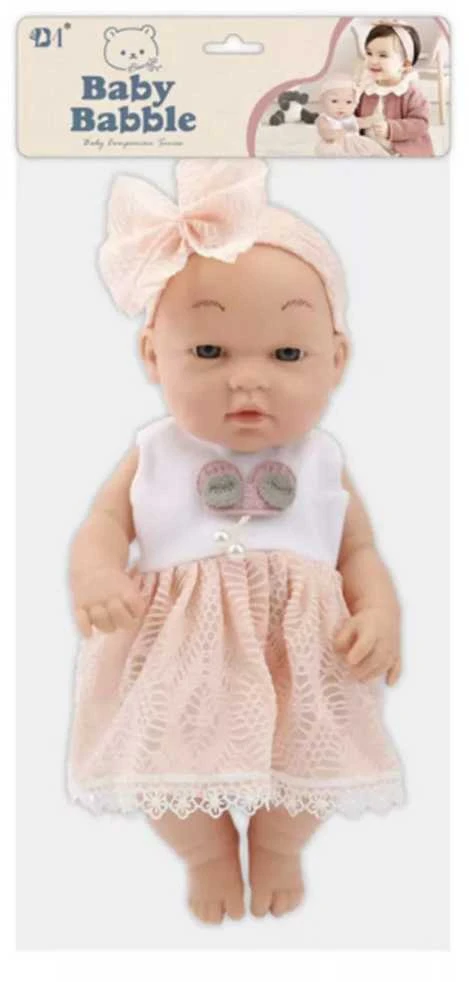 Lėlė su suknele ir galvos juosta, 30 cm
