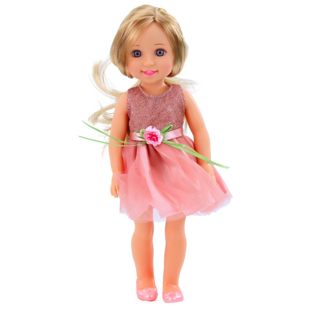 Lėlė su suknele ir šukomis, 38 cm, rožinė