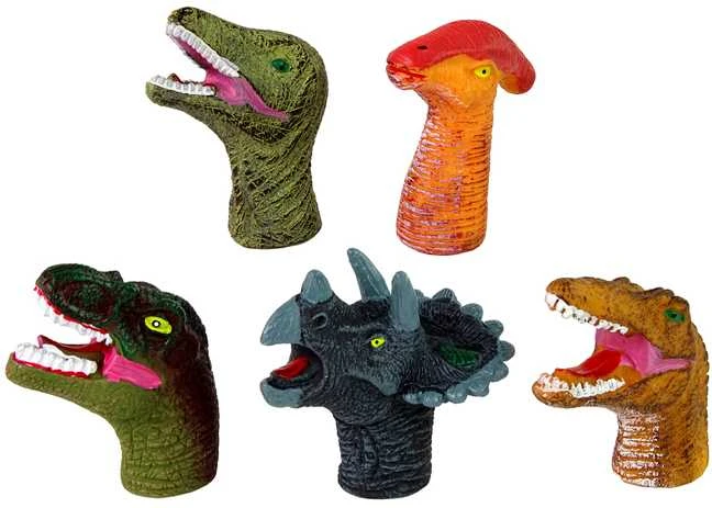 Lėlių ant pirštų rinkinys, Spalvoti dinozaurai, 5 vnt.