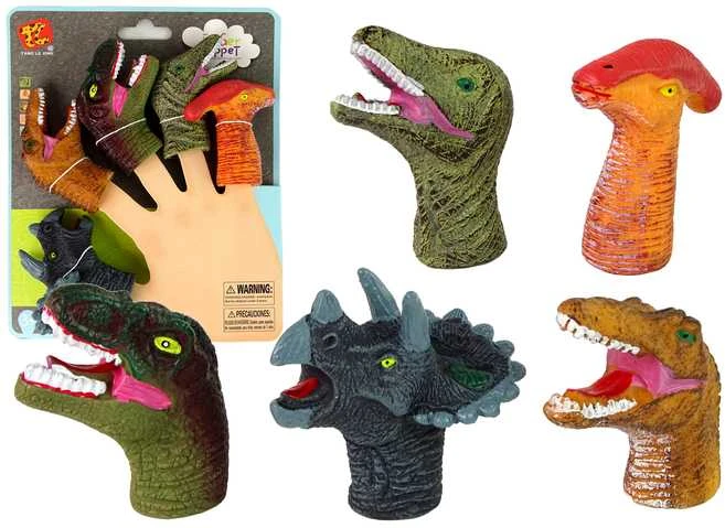Lėlių ant pirštų rinkinys, Spalvoti dinozaurai, 5 vnt.