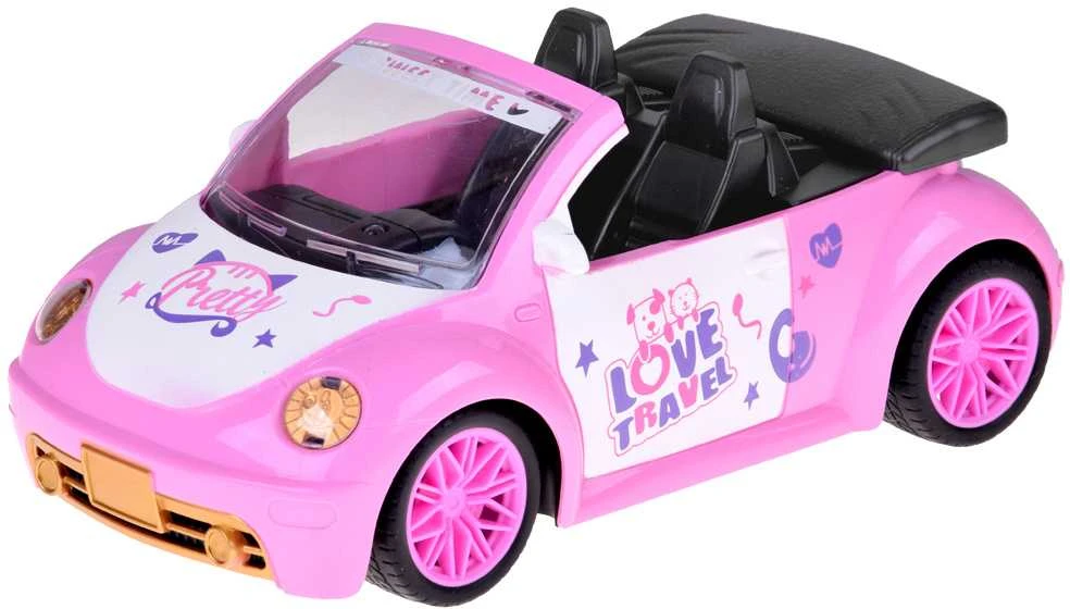Lėlių automobilis Cabrio su pultu, rožinis