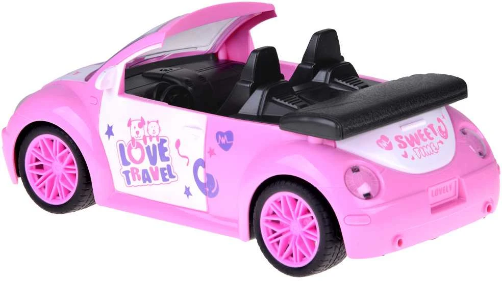Lėlių automobilis Cabrio su pultu, rožinis