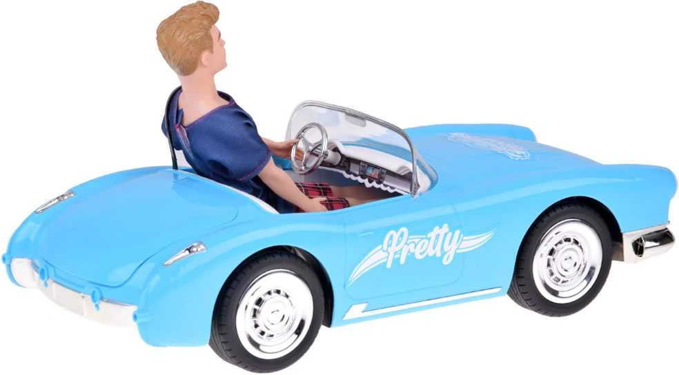 Lėlių automobilis su pultu Retro Cadillac su lėle vaikinu