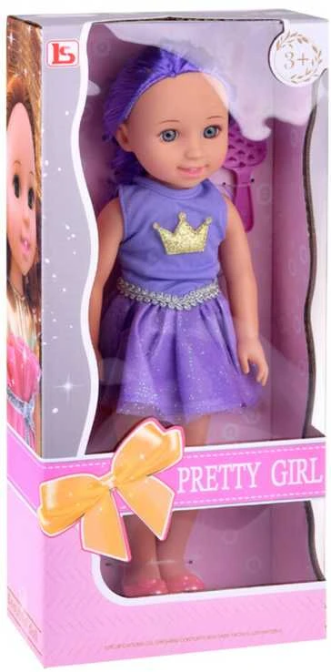 Lėlytė su violetiniais plaukais, 38 cm